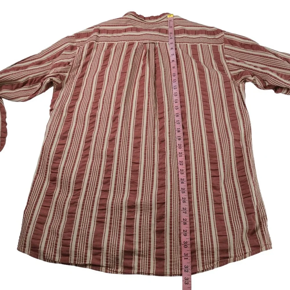 Hugo Boss Men's L Vintage Burgendy Striped Button Down Shirt - Picture 13 of 15